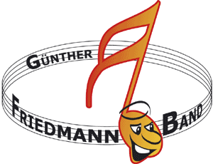 Bandlogo der Günther Friedmann Band, eine Lachende Note mit Gesicht